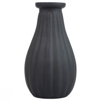 Vase sort glas vase riller dekorativ vase glas Ø8cm H14cm
