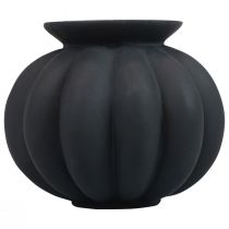 Vase sort glasvase løgformet dekorativ vase glas Ø11cm H9cm