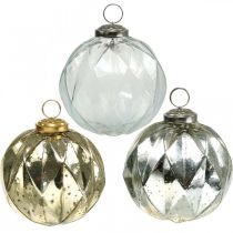 Vintage julekugler glas med mønster Ø10,5cm 3 stk