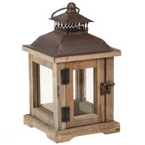 Artikel Vintage lanterne mørkebrun trælanterne 15×15cm H26cm