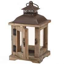 Artikel Vintage lanterne mørkebrun trælanterne 15×15cm H26cm