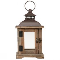 Artikel Vintage lanterne mørkebrun trælanterne 15×15cm H26cm