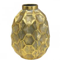 Artikel Vintage vase guld blomstervase honeycomb look Ø22,5cm H31cm