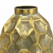 Vintage vase guld blomstervase honeycomb look Ø22,5cm H31cm