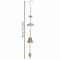 Artikel Vintage vindspil metal dekoration med paraply og klokke 70cm