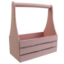 Artikel Vintage blomsterkasse træ plantekasse pink 28×14×31cm