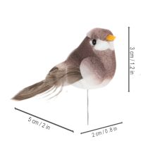 Artikel Dekorative fugle, kunstig boligindretning, forårsfest, med farverig fjerdragt, lavet af plastik, 5 cm, 18 stk.