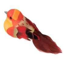 Artikel Kunstig fugl med tråd til hobbybrug, farverig dekoration til enhver sæson, 8 cm, 12 stk.