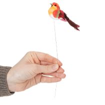 Artikel Kunstig fugl med tråd til hobbybrug, farverig dekoration til enhver sæson, 8 cm, 12 stk.