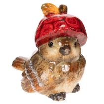 Artikel Dekorativ fuglefigur med rød æblehat, efterårsdekoration, 13 cm