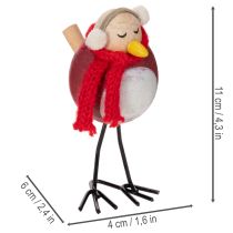 Artikel Dekorativ fuglefigur med tørklæde, vinterdekoration, 11 cm, 4 stk.