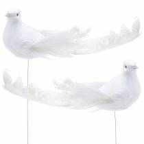 Due på tråd hvid 10cm 6stk
