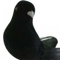 Artikel Duer på wire, bryllupsdekoration, duer sorte H7cm 4stk