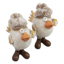 Artikel Julefigurer fugl med hat beige 11,5x8x14cm 2stk