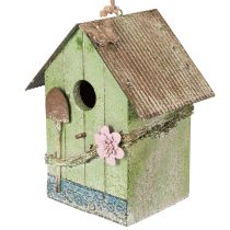 Artikel Fuglehus med blomsterdekoration, romantisk landstedsdekoration, 19 cm