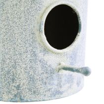 Artikel Fuglehus til ophæng af metal i hvid blå Ø15cm H21cm