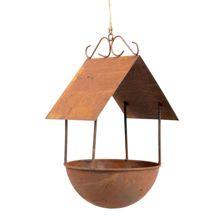 Dekorativt fuglehus fuglebad patina havedekoration 18,5×20×33cm