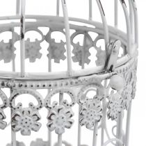 Deco voliere shabby hvid fuglebur metal dekoration Ø10cm H17cm