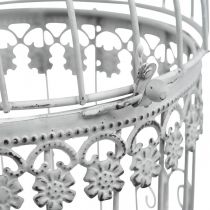Fuglebur til ophæng, dekorativ voliere, metaldekoration, shabby chic hvid Ø12,5cm H25cm