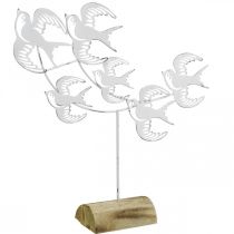Svaler, bordpynt, fuglepynt til at placere Hvide, naturlige farver Shabby Chic H33,5cm B32,5cm