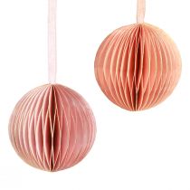 Artikel Honeycomb kugle julepynt abrikos pink Ø7cm 4 stk