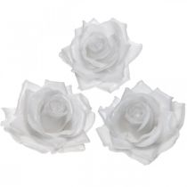 Voks rose hvid Ø10cm Vokset kunstig blomst 6stk