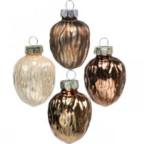 Artikel Juletræspynt valnød deco vedhæng glas 4,5cm 6stk