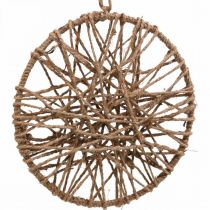 Vægdekoration boho stil, dekorativt ring jutebånd Ø23cm 5 stk