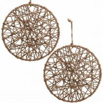 Vægdekoration boho stil, dekorativt ring jutebånd Ø28,5cm 4stk