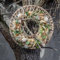 Vægdekoration boho stil, dekorativt ring jutebånd Ø38cm