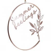 Artikel Vægdekoration "Summer Feelings" dekorativ ring, metal sommerdekoration til ophængning, Ø49 cm, rosa metallic &amp; turkis