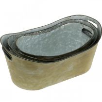 Artikel Sæt med plantekar kobberfarvet/hvid L32,5cm/36,5cm/41,5cm