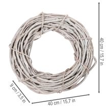 Artikel Pilekransdekoration, krans lavet af hvidkalkede grene, 40 cm