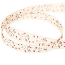 Artikel Julebånd med rensdyrhvid creme kraftig kant 15mm 18m