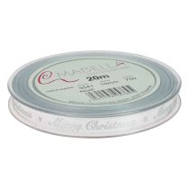 Artikel Julebånd Merry Christmas Bånd Sølv Hvid 10mm 20m