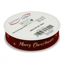 Artikel Gavebånd Julebånd rødt fløjlsbånd 25mm 20m