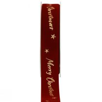 Gavebånd Julebånd rødt fløjlsbånd 25mm 20m