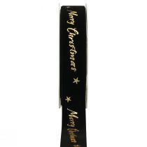 Gavebånd Julebånd sort fløjlsbånd 25mm 20m