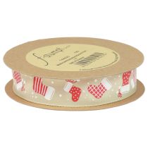 Artikel Julebåndsstøvler beige rød gavebånd 25mm 15m