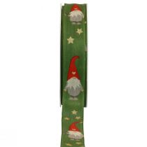 Julebånd Gnome Grøn 25mm 20m