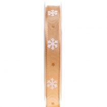 Julebånd med snefnug orange 15mm 20m