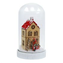 Julepynt hus med glasklokke Ø9cm H16,5cm