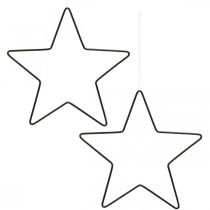 Artikel Julepynt metalstjerne sort dekorativt stjernevedhæng 20cm 6 stk