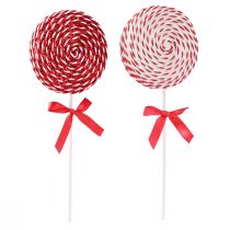 Artikel Julepynt Rød Hvid Lolly Skum slikkepind H36cm 2stk