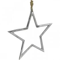 Artikel Julepyntstjerne, adventsdekoration, stjernevedhæng sølv B24,5cm