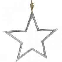 Julepyntstjerne, adventsdekoration, stjernevedhæng sølv B24,5cm