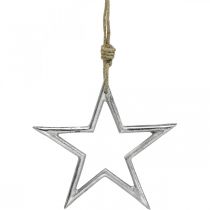 Artikel Julepyntstjerne, adventsdekoration, stjernevedhæng sølv B15,5cm