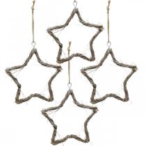 Artikel Julepynt stjerne elme stjerner til at hænge hvidvasket 20cm 4stk