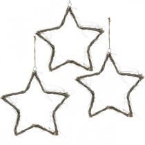 Artikel Julepynt stjerne hvidvaskede stjerner til at hænge op elm 30cm 4stk