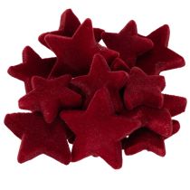 Artikel Julepynt, stjerner, Bordeaux flocket, bordpynt, 4-5 cm, 40 stk.